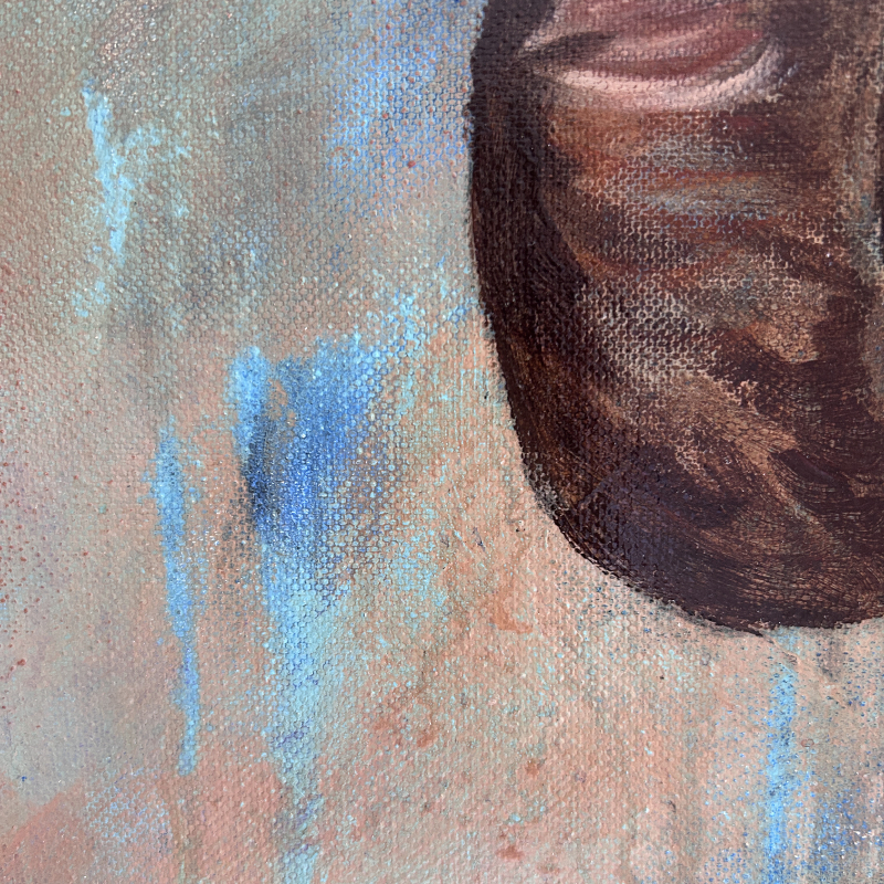 Détails Bouquet de Violettes Portrait abstrait jeune fille au bouquet