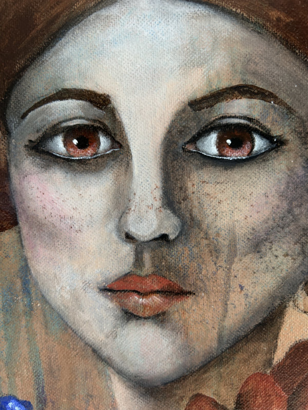 Détails Bouquet de Violettes Artiste peintre portrait abstrait bassin d'Arcachon