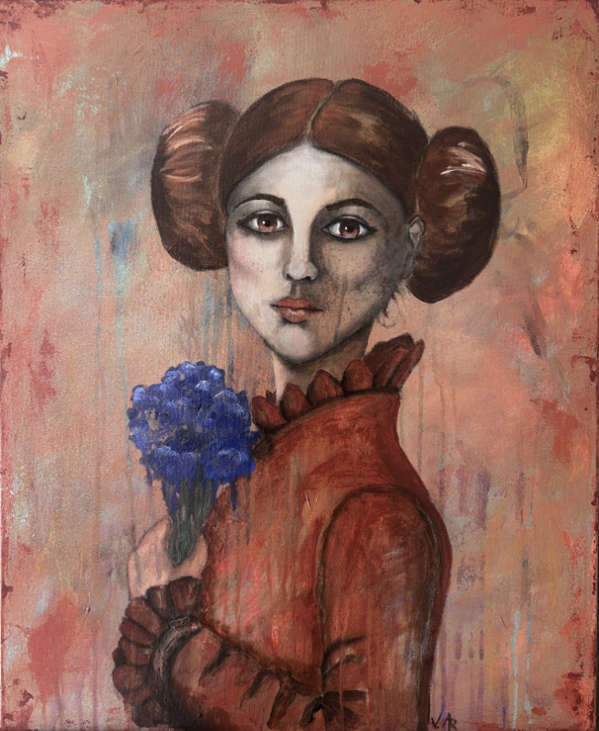 Bouquet de Violettes Peintre portrait jeune fille au bouquet de violettes